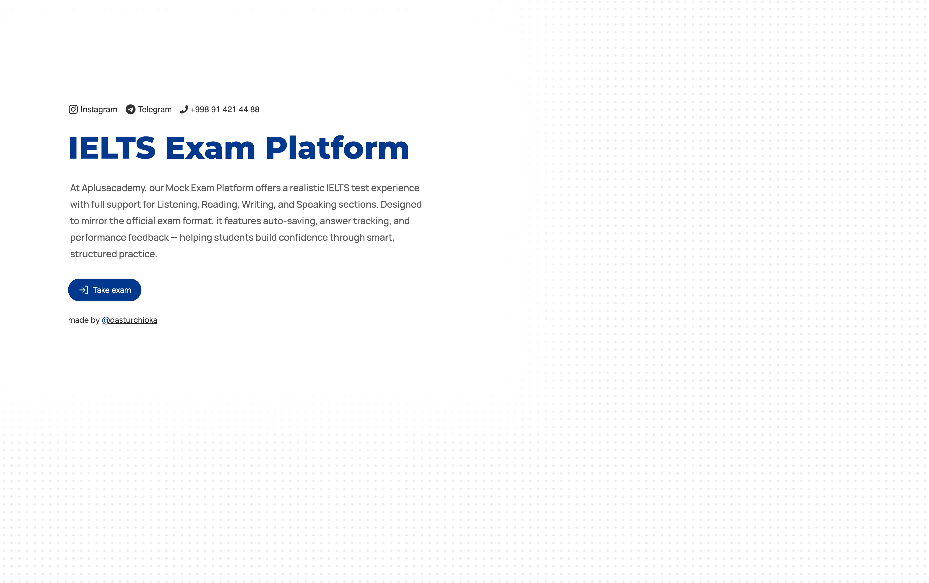 Aplus Academy — IELTS Mock Exam platformasi